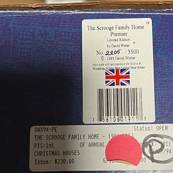 Vintage David Winter the Scrooge Family Home 1993 Christmas Miniature Cottage‎ - Picture 8 of 9